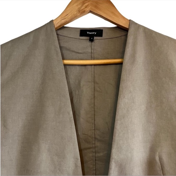 Theory linen blend cropped open blazer - Picture 2 of 6